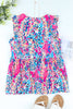 Multicolor Abstract Print Boho Flounce Hem Sleeveless Shirt