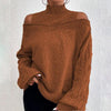 Women's Cold Shoulder Sweater - High Neck Cut Out Pullover Long Sleeve by FitiqueFit