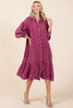 Mineral Wash Cotton Gauze Ruffle Midi Shirt Dress For Women – Casual and Feminine Button-Down Dress with Ruffle Details by Stevvex