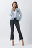 Button Up Washed Jacket Blue Classic Buttoned Jacket With Pocket Detail For Women by Stevvex