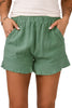 Khaki High Waist Pocketed Ruffle Shorts