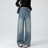 Retro Loose Straight-Leg High-Waist Floor-Length Wide-Leg Maternity Jeans by FitiqueFit