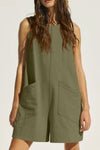 Lovelet Round Neck Sleeveless Romper with Pockets