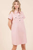 New Button Detail Collared Neck Short Sleeve Shirt Dress For Women – Chic, Trendy, Casual, Unique, Versatile & Classic Elegance by Stevvex