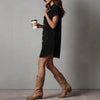 Women’s Retro Casual Corduroy Short Sleeve Shirt Dress by FitiqueFit