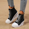 Women's Canvas Wedge Platform Lace-Up Sneakers by FitiqueFit
