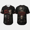 Unisex Horror Graphic Print Baseball Jersey – Slasher Theme Button-Up & Spooky Party Wear