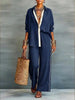 Contrast-Color Long-Sleeve Shirt & Pants Set – Two-Piece by FitiqueFit