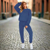 👚 Women's Solid Color Round Neck Pullover Sweatshirt & Pants Set by FitiqueFit