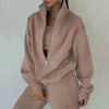 Women's 2-Piece Zip Neck Long Sleeve Sweatshirt & Slim Fit Pants Set by FitiqueFit