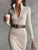 Elegant Ribbed Knit Turtleneck Midi Sweater Dress by Wild and Free Boutique