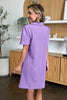 Double Take Full Size Texture Collared Neck Short Sleeve Dress Textured Dress For Women by Stevvex