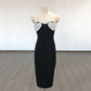 Spring And Summer New Sexy Peach Chest Diamond Backless Hip Bandage Dress Party Dress