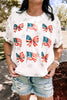 Khaki Patriotic Flag Bow Graphic Starry Round Neck T Shirt by Wild and Free Boutique