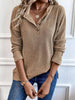 Ribbed Knit Button Detail Long Sleeve T-Shirt by Simply Love