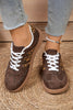 Coffee Contrast Lace-up Leopard Patchwork Detail Faux Suede Shoes by Wild and Free Boutique
