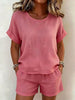 Solid-Color T-Shirt & Shorts Set – Cotton Linen, 10 Colors by FitiqueFit