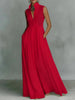 Women's French-Style High-Waist Midi Dress with Ribbon Tie by FitiqueFit