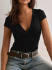 Elegant Wrap V-Neck Slim Fit T-Shirt by Simply Love