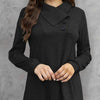 Women's Fashionable Long Sleeved Hood Collar Button Waist Top T-shirt by FitiqueFit