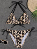Sunset Bloom 2-Piece Triangle Bikini Set for Women – Vibrant Random Floral Print Halter Neck Swimsuit with Tie-Back Tie-Side Bottoms & High Cut Legs – Women's High-Stretch Swimwear for Summer Beach Escapes by Stevvex