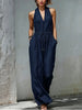 Women's Sleeveless Halter Neck Solid Color Long Jumpsuit by FitiqueFit