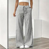 Women's Striped Print Straight Wide Leg Pockets Pants Casual Long Pants by FitiqueFit