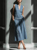 Women's Sleeveless Linen Shirt & Cropped Pants Set – Casual 2-Piece Outfit by FitiqueFit