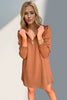 Double Take Textured Zip Long Sleeve Dress Classic Zip-Up Dress for Women Comfortable Outdoor Dress by Stevvex