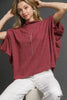Umgee Textured Mock Neck Relaxed Top by FitiqueFit