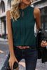 Sea Green Textured Split V Neck Sleeveless Shirt