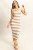 Striped Scoop Neck Wide Strap Knit Dress For Women –Comfortable & Stylish Dress with Timeless Stripes and Flattering Scoop Neck Design by Stevvex