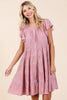 Lace Detail Ruffled Button Down Tiered Dress For Women – Romantic, Fluttering, Delicate, Feminine & Elegant Design by Stevvex