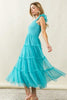Frill Mesh Tiered Midi Dress For Women – Fluttering, Elegant, Romantic Frill Design with Mesh Details for a Feminine Silhouette by Stevvex