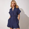 Women's Cotton Linen Loose-Fit Workwear Jumpsuit With Pockets by FitiqueFit