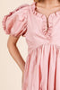 Ruffle Trim Puff Sleeve Tiered Babydoll Midi Dress – Fluttering, Sweet, Elegant, Feminine, and Trendy Babydoll Midi Dress with Ruffle Trim and Puff Sleeves by Stevvex