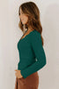 Black Lace Neckline Button Decor Lettuce Edge Long Sleeve Ribbed Top by Wild and Free Boutique