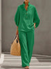 Women’s Casual Shirt and Full-Length Pants Set by FitiqueFit