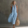 Women's Retro V-Neck Slip Dress – Loose Fit Sleeveless by FitiqueFit