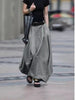 Women's High-Waist Flared Maxi Skirt – Solid Color Cotton Linen with Pockets by FitiqueFit