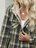 Plaid Snap Down Plush Hooded Jacket Soft & Warm Women Outerwear Cozy And Comfortable Jacket by Stevvex
