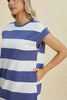Full Size Striped Round Neck Cap Sleeve Mini Dress For Women – Striped Mini Dress, Full-Size Round Neck Dress, Comfortable Cap Sleeve Dress, Chic Striped Dress, Flattering Mini Dress, Casual Everyday Dress, Versatile Striped Dress by Stevvex