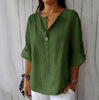 Women's V-Neck Long-Sleeve Button Top – Loose Fit Casual Blouse by FitiqueFit