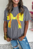 Black Baseball Bowknot Graphic Casual Tee by Wild and Free Boutique