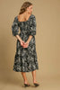 Ruffle Hem Flower Printed V-Neck Dress – Floral Print Dress, Ruffle Hem V-Neck Dress, Feminine Floral Dress, Elegant V-Neck Dress, Flirty Ruffle Hem Dress by Stevvex