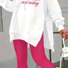 Casual 2-Piece Set Solid Color Leggings & Letter Print Hooded Sweatshirt by FitiqueFit