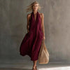 Women's Retro V-Neck Slip Dress – Loose Fit Sleeveless by FitiqueFit
