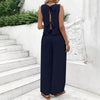 Elegant 2-Piece Matching Set, Sleeveless Crop Top And Wide Leg Pants Outfits by FitiqueFit