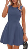 Sleeveless Solid Color Pleated Dress | Flared Midi Casual by FitiqueFit