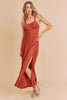 Ruched Side Slit Cutout Back Maxi Cami Dress For Women–Sexy, Elegant, Alluring & Perfect for Formal Occasions by Stevvex